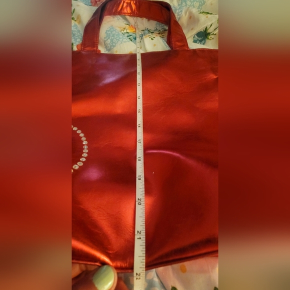 Walt Disney Parks Red Metallic Mickey Mouse Tote Bag Rhinestones 2012 Reversible - Picture 11 of 13